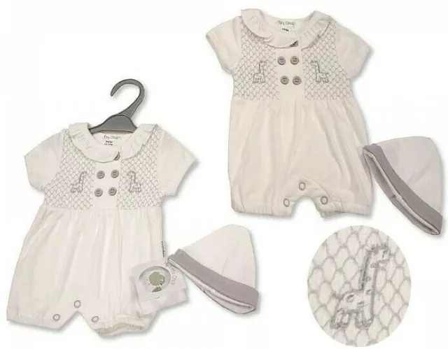 Premature Baby Romper Suit Set Giraffe Clothes Gift 3-5-8lb White Grey Unisex