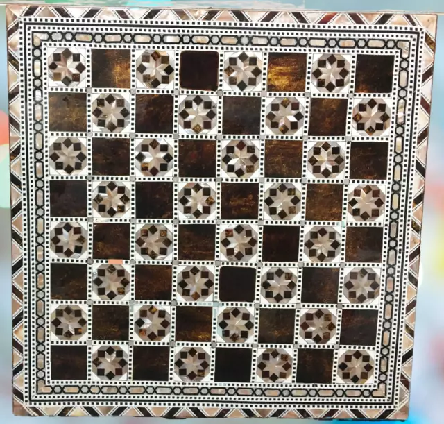 Egyptian handmade mother of pearl  Chess board ,handcraft inlaid 15.5'' inch