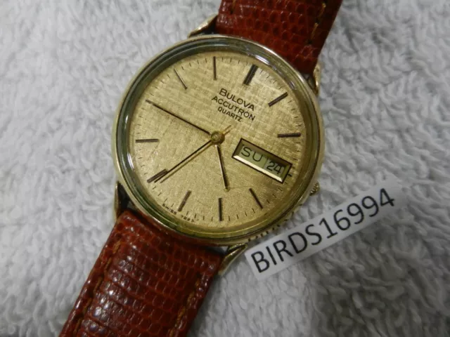 Rare Vintage Mens Bulova Accutron P1 Watch 10K Gold Plt New Batt Checkered Dial