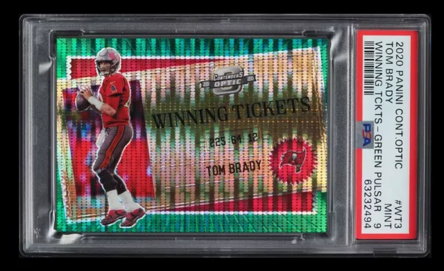 2020 Panini Optic Contenders TOM BRADY Winning Tickets Green Pulsar /27 PSA 9 SP