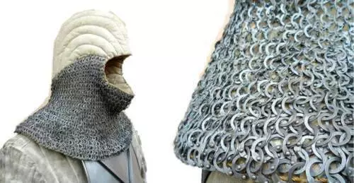 MS Flat Riveted Oil Finish 9 mm Chain Mail Medieval Hood,With padding