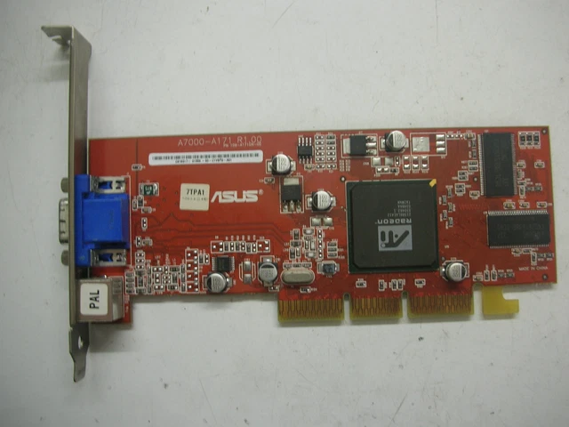 ATI Radeon 7000 64M TVO DDR 64-Bit VGA/RCA/TV Out AGP 4X Tarjeta gráfica de vídeo GPU
