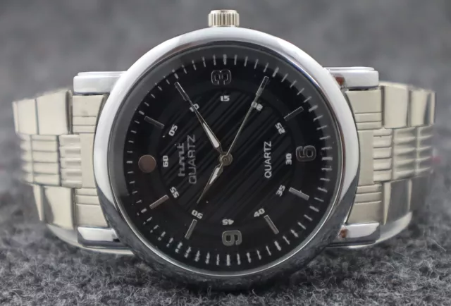 #Beautiful HMT Quartz Black Dial Analog Men's Wristwatch Free Shipping
