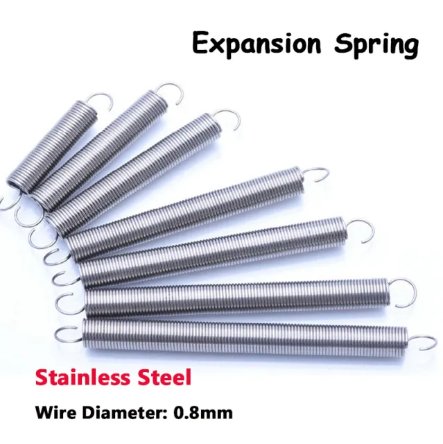 Expansion Spring 0.8mm Wire Ø Hook End Tension Extension Springs Stainless Steel