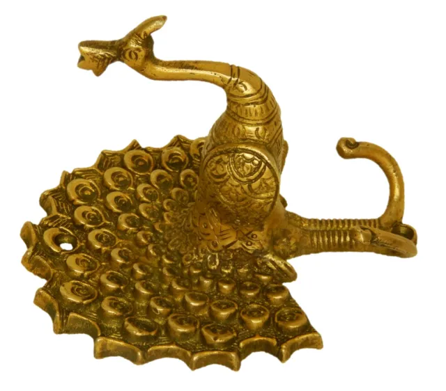 Golden Peacock Vintage Style Handmade Brass Key Cloth Hanger Wall Mounted Hook