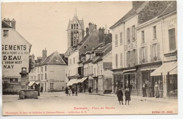 DORMANS - Marne - CPA 51 - place du marché - Pharmacie et commerces