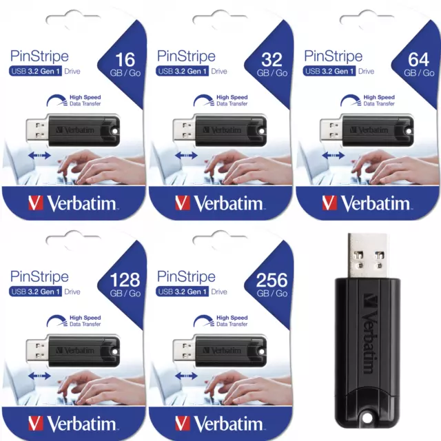 Verbatim PinStripe USB-Stick Store n Go USB 3.2 Stick 16GB 32GB 64GB 128GB 256GB