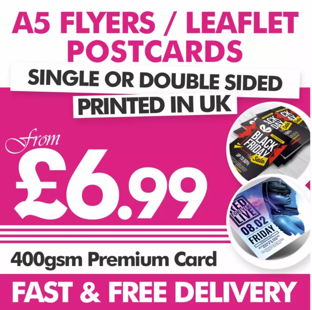 A5 Postcard Flyer/Leaflet Printing 400gsm Premium Artcard Quality Printed Flyers