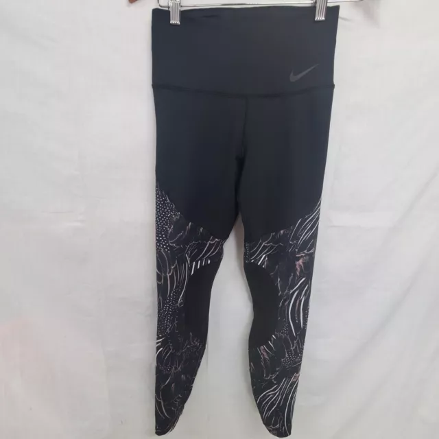 Nike Power Hyper Tight Fit Tights Black Flutter Print Size S