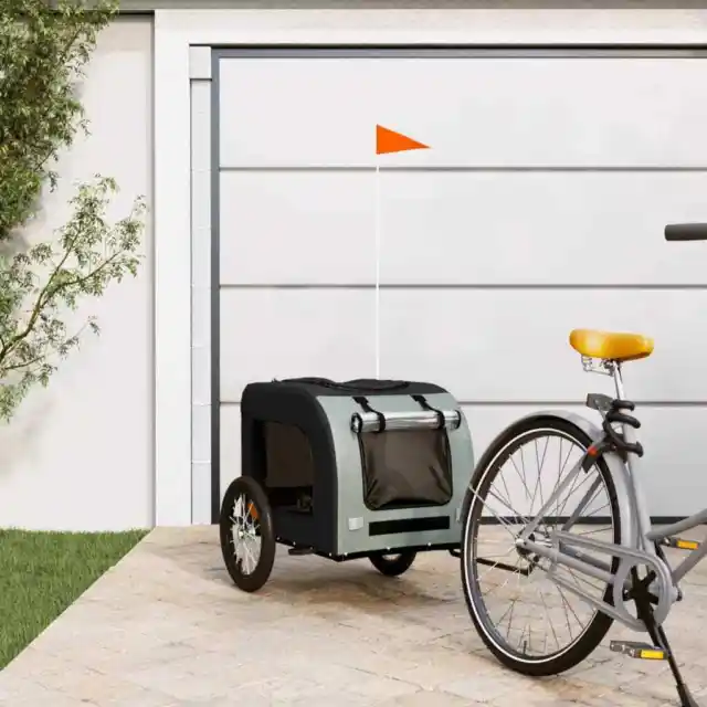 Remolque bicicleta para perros hierro tela Oxford naranja gris vidaXL