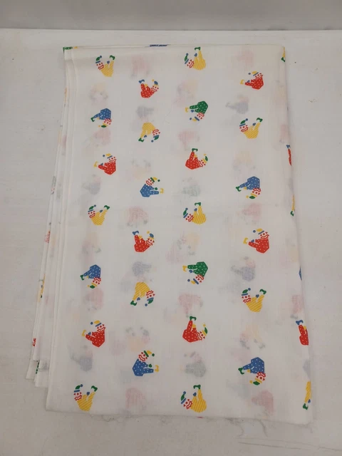 Vintage Cotton Knit Clown Theme White Print Fabric 70 x 46