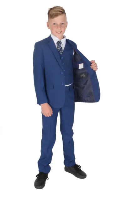 Boys Suits Boy Checked Pattern Suits 5 Piece 2 to 14 Years Blue Navy Suit