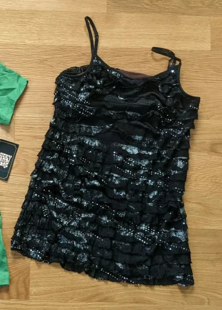 NWT Lucky Tees XS Green Rockin' USA Justice Sz 16 Black Silvery Ruffle Bra Tops 3