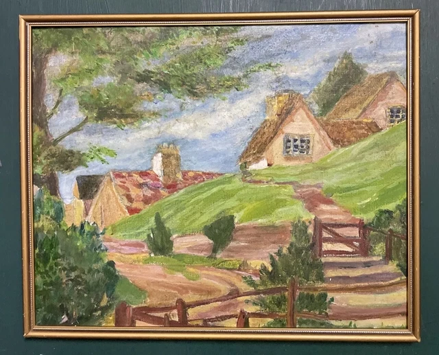 ORIGINAL MID CENTURY Naïve Irish Landscape Oil On Board Painting £0.99 ...
