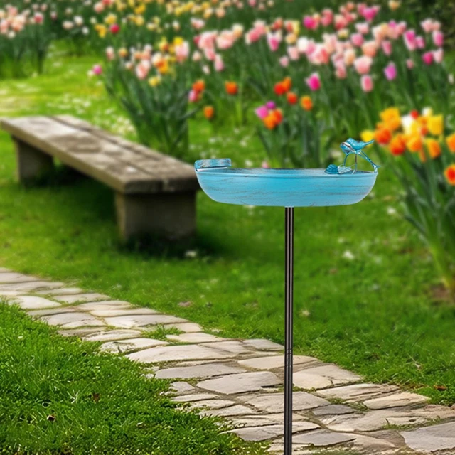 Vasca Per Uccelli Da Esterno In Metallo Alta 109cm Con Mangiatoia A 4 Vassoi: Decorazione Da Giardino - 2