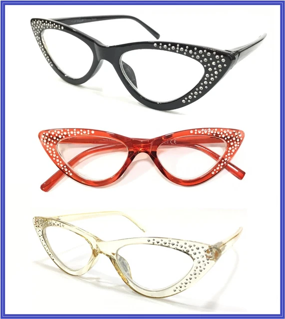 OCCHIALI DA LETTURA donna per vista occhi di gatto cat eye strass graduati 1 2 3 EUR 14 50 PicClick IT