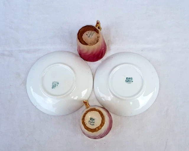 2 tasses à café-moka avec sous-tasses, faïence K et G Lunéville, 1890-1920 4