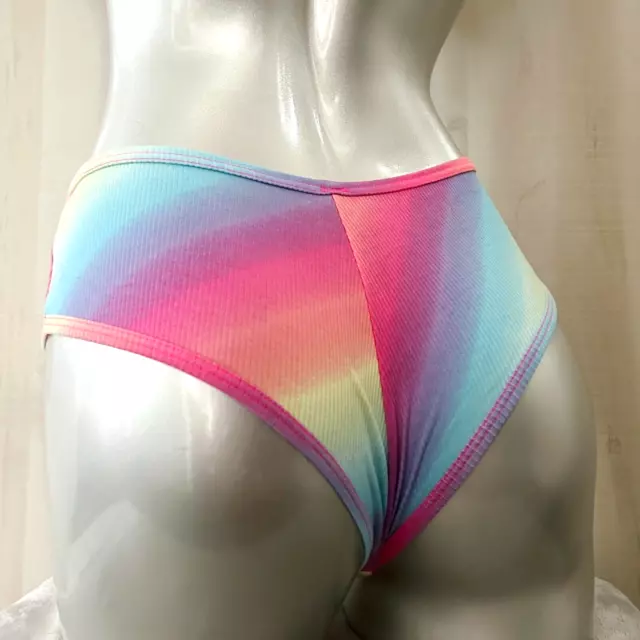 PINK Victorias Secret Cotton Cheekster Panty Rainbow Gradient L Nwt