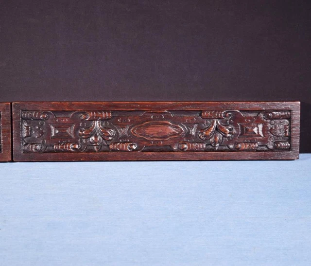 *French Antique Hand Carved Architectural Drawer Fronts/Panels in Solid Oak Wood 4