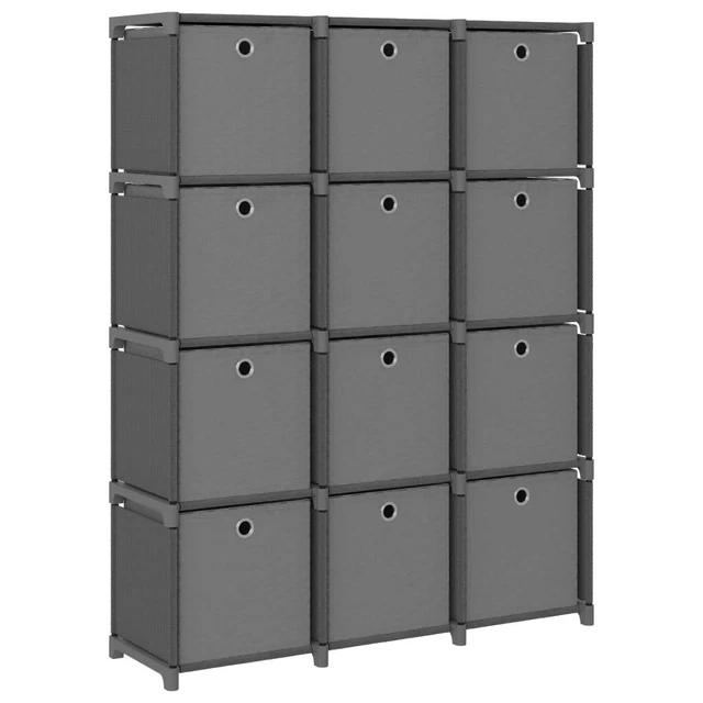Vidaxl Mensola con 12 Scatole a Cubo Grigia 103x30x141 cm in Tessuto