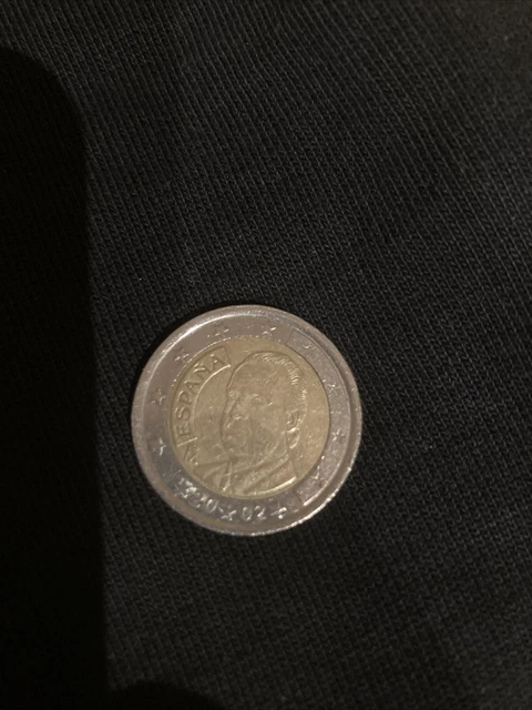 pièce de 2 euros rare  roi d espagne, 2002, bon etat