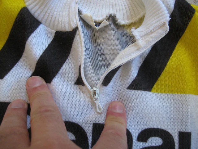 Maillot Cycliste Vintage Renault Gitane Miko - Années 80 - Acrylique Jaune - Taille S