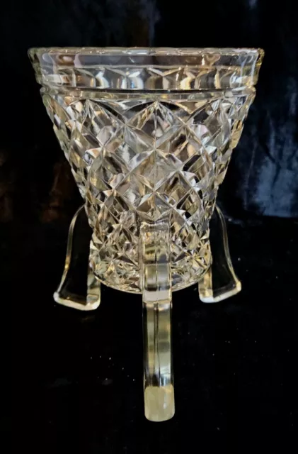 VINTAGE CLASSIC ART DECO PRESSED GLASS ANGULAR 3 FOOTED TALL VASE 8 Inch