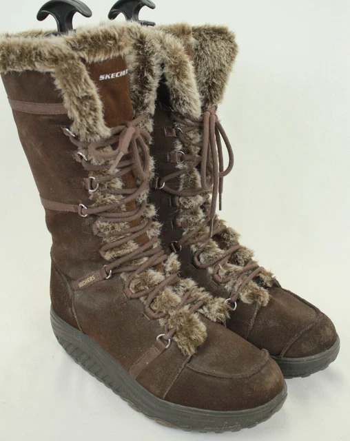 Skecher Shape Ups Women's Furry Lace Zipper Faux Fur Lined Boots Size 9.5 Vgc! Skecher Shape Ups Women's Furry Lace Zipper Faux Fur Lined Boots Size 9.5 Vgc!