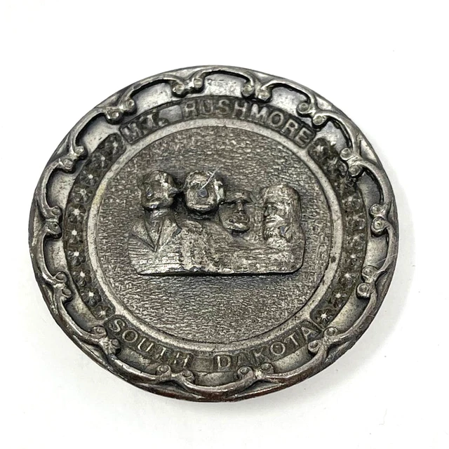Vintage Mini Pewter Mt. Rushmore Souvenir Plaque by Colonial Pewter