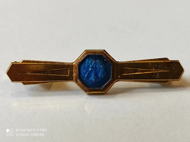 Belle Broche Ancienne Plaqué Or 18k Style Art Déco / Nouveau - Créateur & Pierre