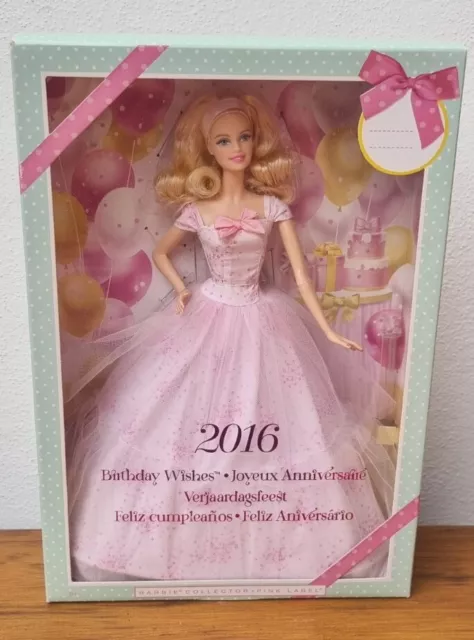 BARBIE doll BIRTHDAY WISHES model muse COLLECTOR PINK LABEL MATTEL 2016 NRFB