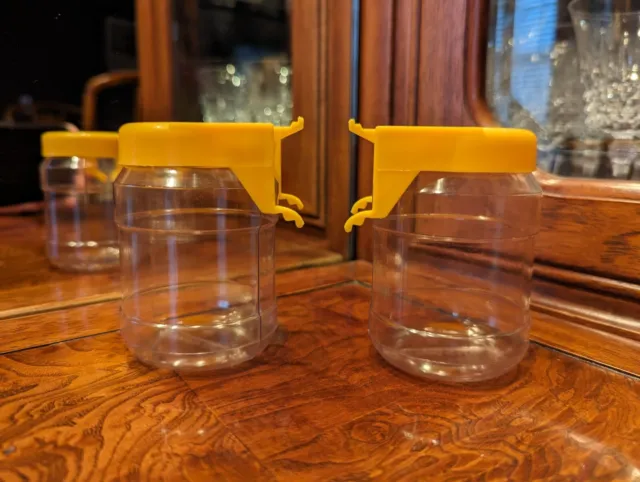 2 New Clear Plastic 2-Piece Pegboard Jars For Smaller Items With Screw-Off Lids