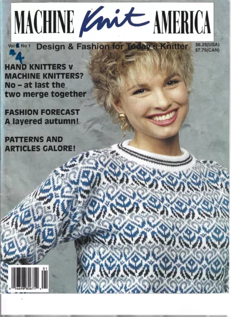 Machine Knit America Knitting Patterns Articles Magazine Vol 4 No 1       1994