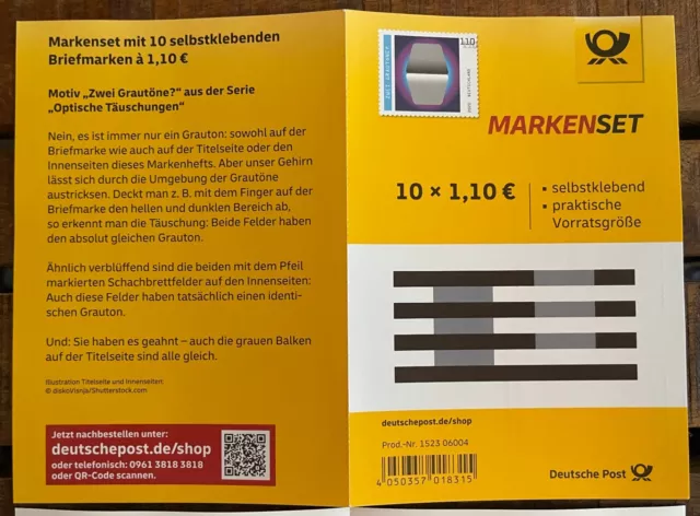 BRD MARKENSET 10x 1,10€ MiNr. 3540 GRAUTÖNE MH 119 POSTFRISCH selbstklebend !!! 3