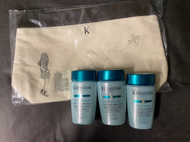 3x 80ml Résistance Haarbad Kerastas + Kleine Reisetasche