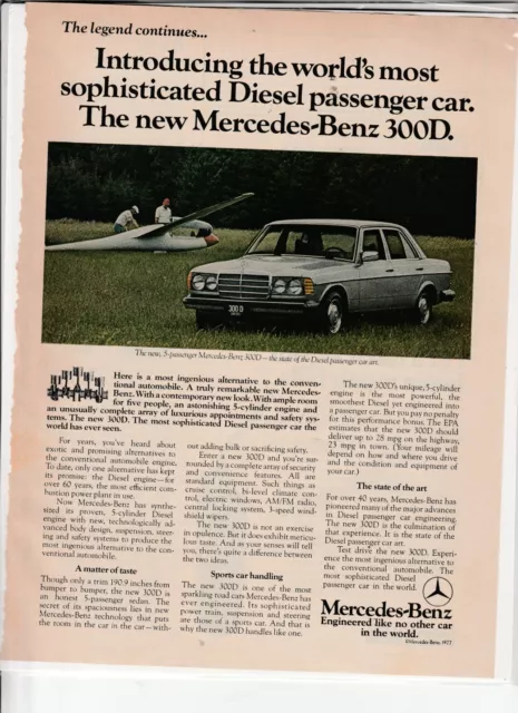 Original 1977 Mercedes - Benz 300D Magazine Ad