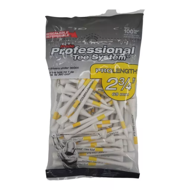 Pride Professional Tee System PTS  Tees 2-3/4 Inch 100 Count Bag White Tees