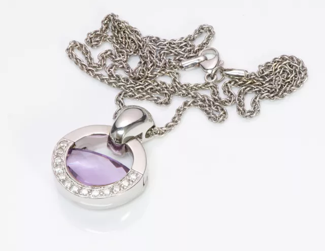 Movado Diamond 18K Gold Amethyst Necklace Pendant