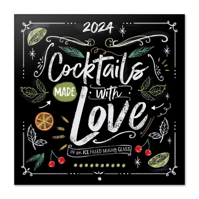 Calendrier Mural 2026 Thème Cocktails - Format 30x60cm, Papier 140g, Multilingue (janvier à Décembre)