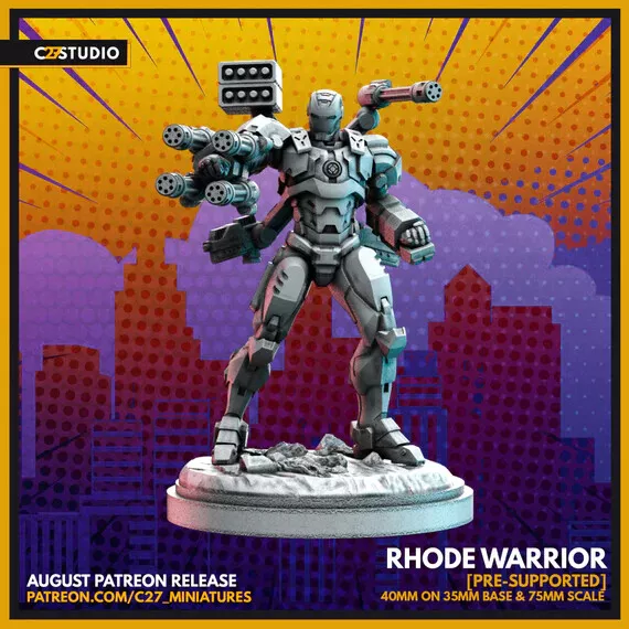 Rhode Warrior, War Machine Proxy Superhero Crisis Protocol compatible C27 mini