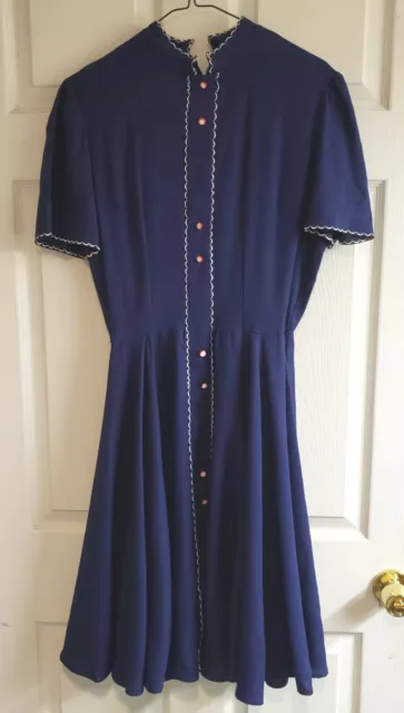 Vintage Women's Hand Made Swing/ Square Dance Dress XS Blue See Measurements