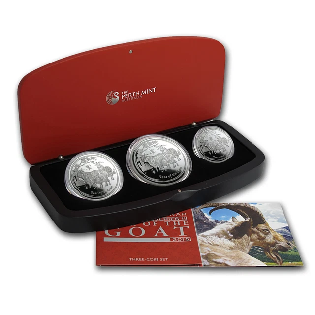 2015 Australia 3-Coin Silver Lunar Goat Proof Set - SKU #84500