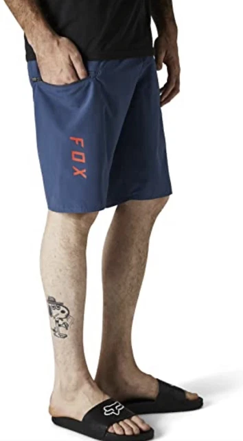 Fox Overhead Board Shorts Mens Size 34  Swim  Trunks Steel Blue Surf Zip Pocket