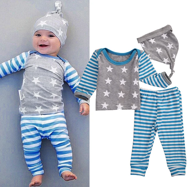 Cappello Neonato Bambina Neonato Abbigliamento Autunno Top Righe Romper Pantaloni Lunghi Abito