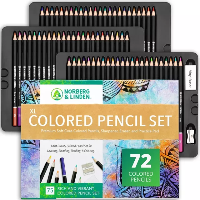 Kit de Crayons de Couleur XL avec 72 Crayons de Couleur à Mine Tendre, Carnet...