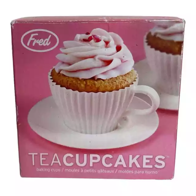 - Fred TEACUPCAKES- Bake & Serve Teacup Cupcake Molds, 4 Cups And Saucers NEW