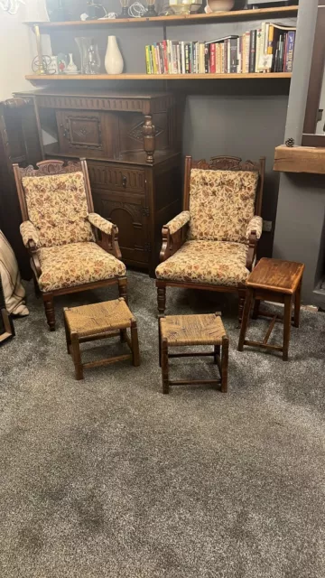 Vintage Armchair, Victorian, Pair, Open Sided His and Hers Walnut, 19th Century.