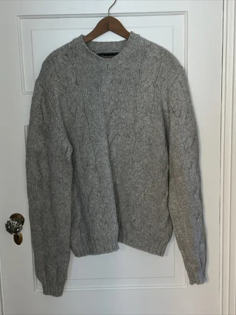 Abercrombie & Fitch Men’s Gray Wool Cotton Blend Cable Knit Sweater Size XL