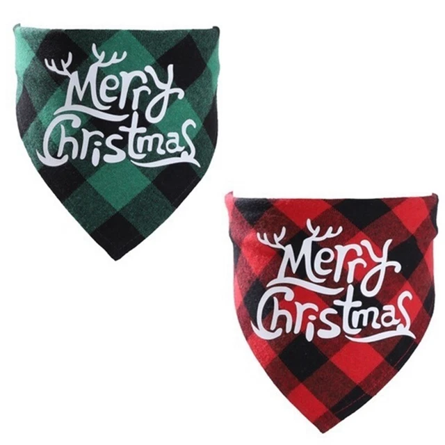 2 Pack Dog Bandana for Christmas Classic Pet Scarf Kerchief Pet Costume3876