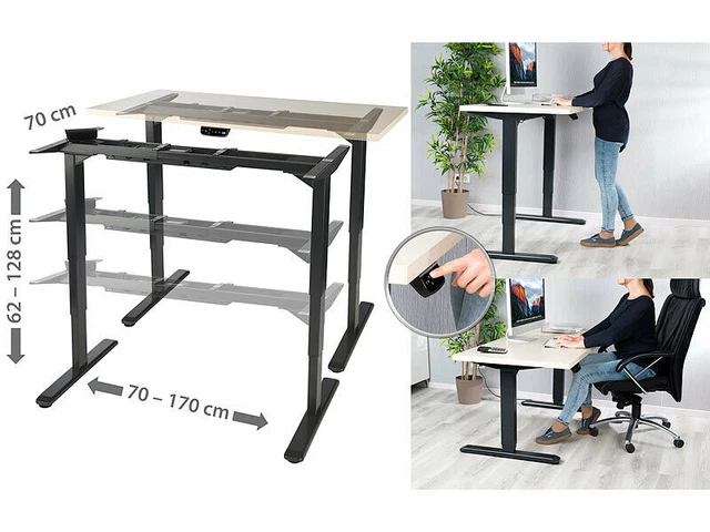 2 piètements de bureau motorisés à hauteur réglable avec 2 moteurs et écran LCD